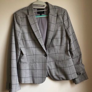 Gray Checked Wool Blazer Banana Republic 10